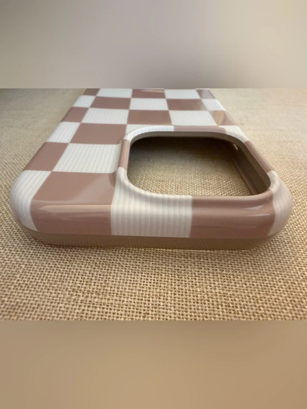 Velvet Caviar Checkerboard Phone Case - Tan & White